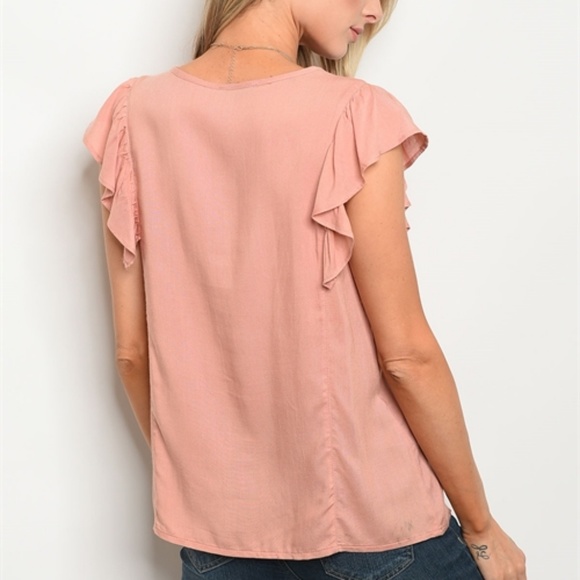 Blush embroidered ruffle top - Picture 3 of 3